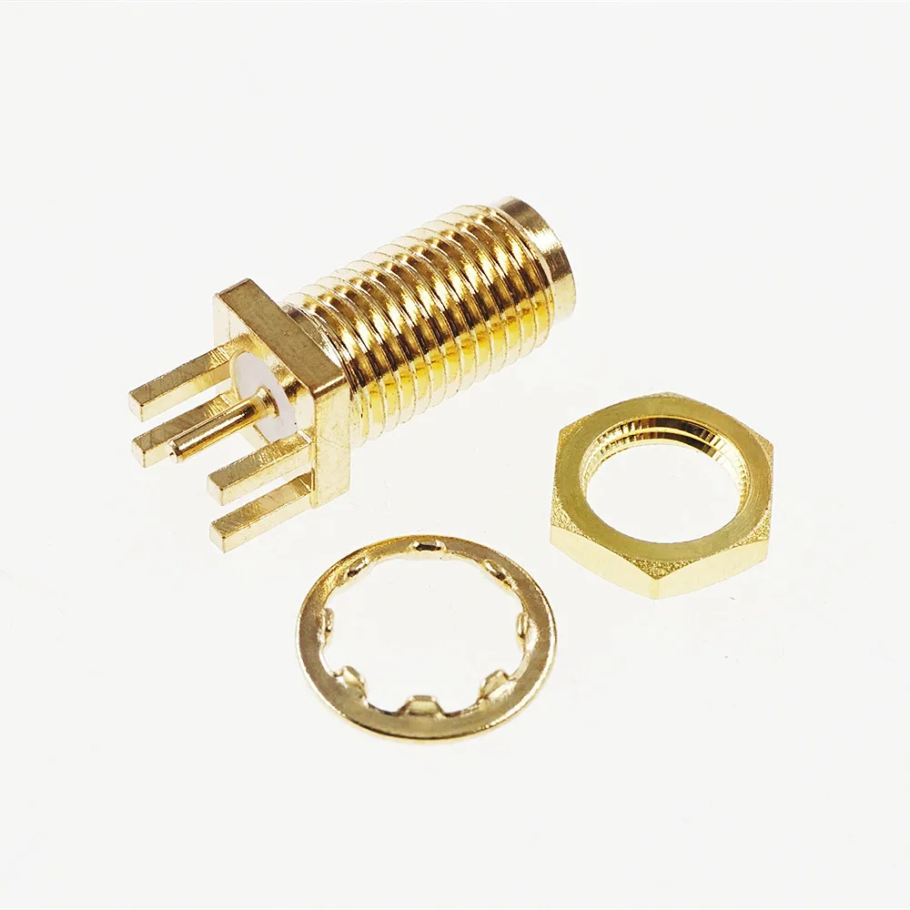 50 pcs Gold Plate SMA Jack Receptacle Female Socket Ohm Board Edge End Launch Solder Tab coaxial RF connector 16.5mm Height |