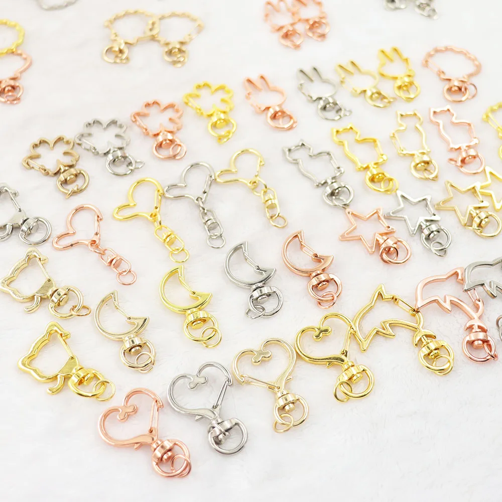 

10pcs 13 Style 5 Color Animal Key Chain Lobster Clasp Hooks Key Ring Dog Buckle DIY Making KeyChain Jewelry Accessories Finding