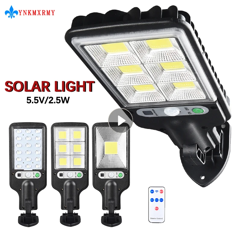 

COB Outdoor Solar LED Street Light Waterproof PIR Motion Sensor Remote Control Lamp For Home Garden Christmas Decoration 2022