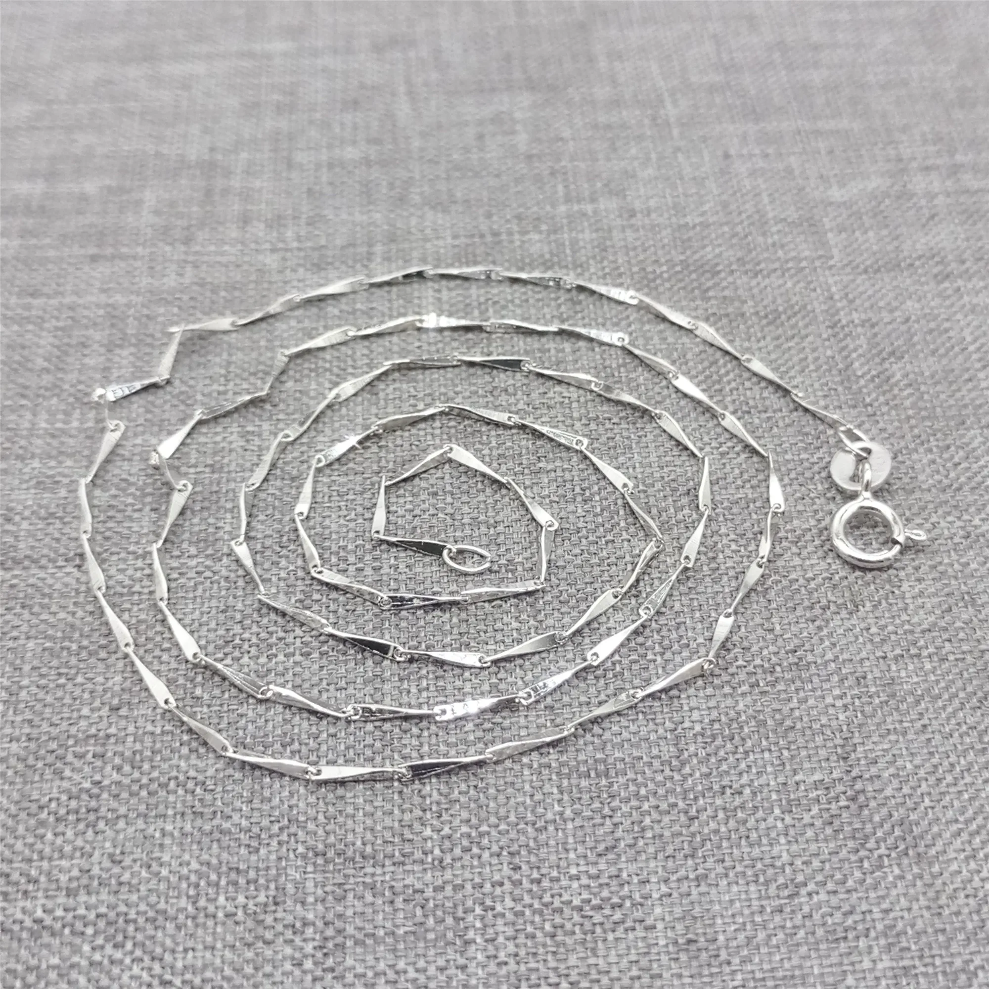 

925 Sterling Silver Dapped Bar Chain Necklace Rhodium Plated 0.7mm 16 18 Inches