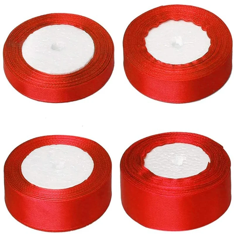 Красивая атласная красная лента ручной работы с бантом 6 мм 50 25 ярдов/Партия DIY
