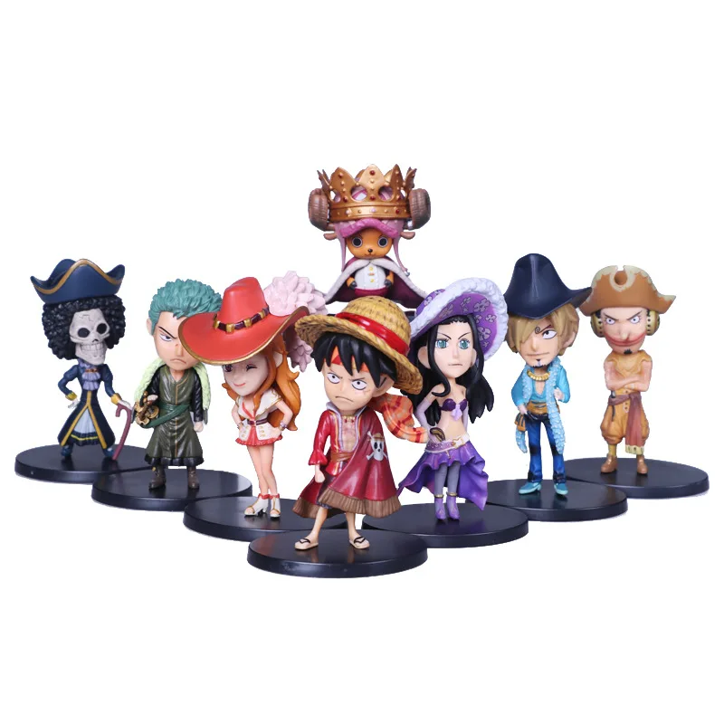 

9Pcs/Lot One Piece 15th Anniversary Set Luffy Tony Chopper Brook Sanji Nami Zoro Robin Usopp PVC Action Figure Toy Doll