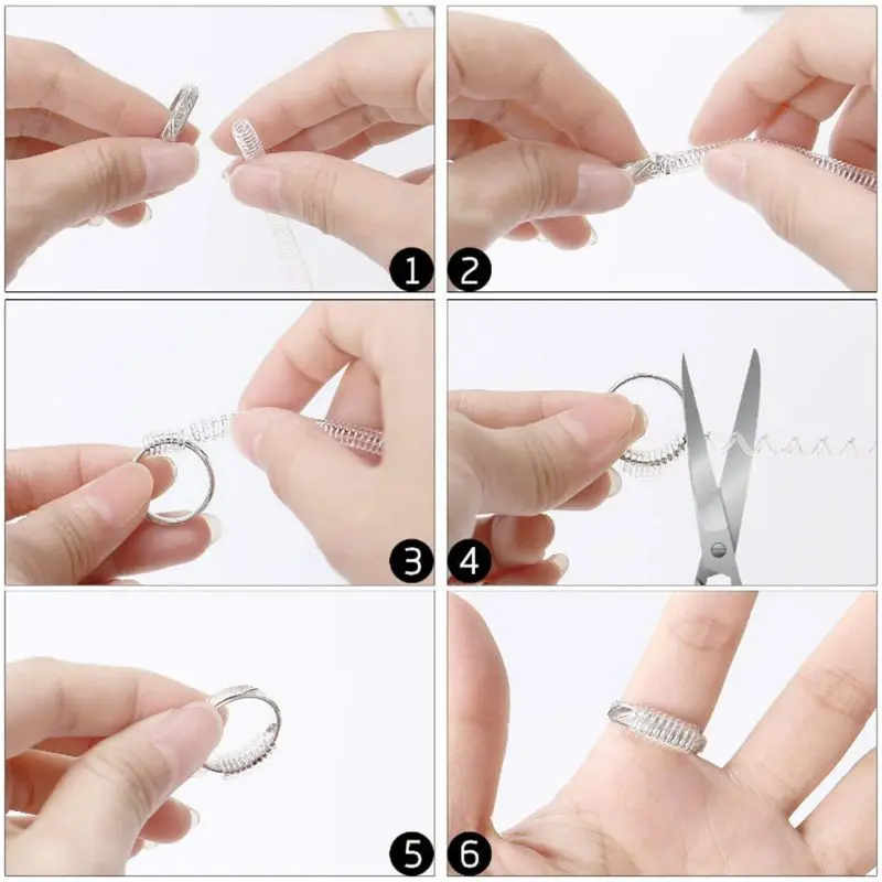 Jewelry Tool Ring Adjuster Invisible Transparent Spiral Cord Tension Reducer Adjustable Sizes Invisi | Украшения и аксессуары