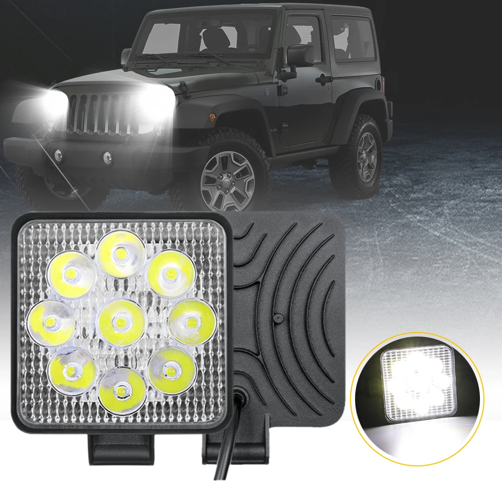 

3" LED Work Light 12-24V 27W Light Bar Square Spot 6000K Fog Lamp Waterproof for Off-road Truck SUV ATV 4WD