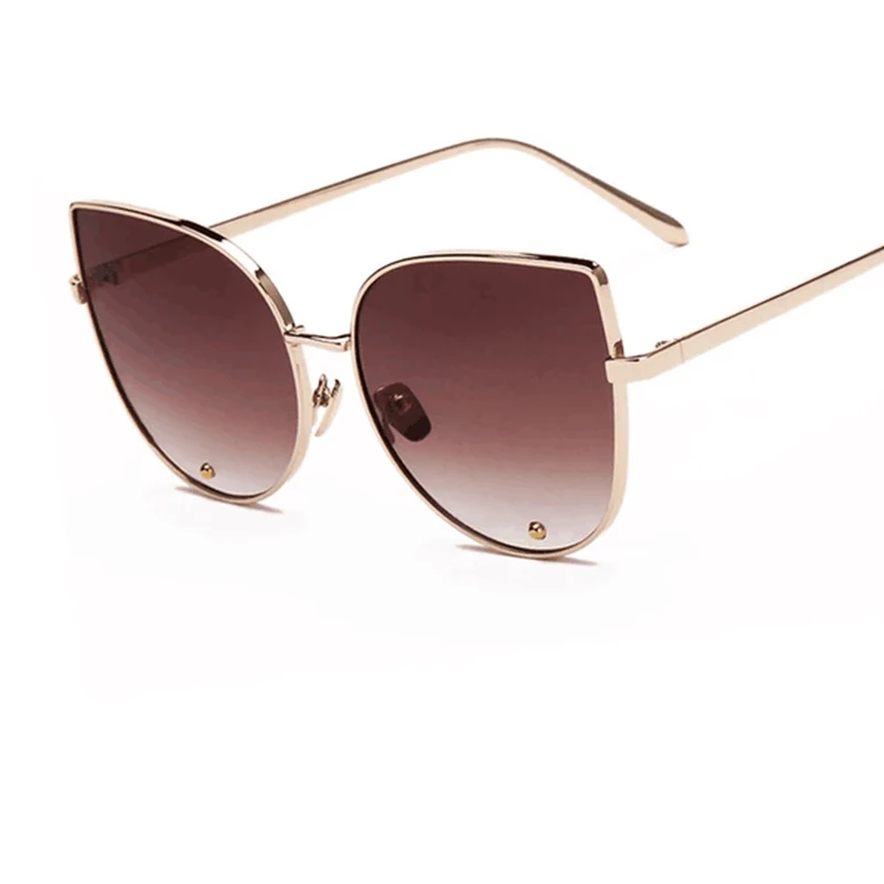 Розовый кошачий глаз очки Солнцезащитные женские модные Зеркальные Роскошные