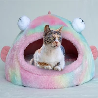 cat bed warm pet basket comfort funny fish shape lounger cushion kitten house tent for small dog mat bag soft cave pet products