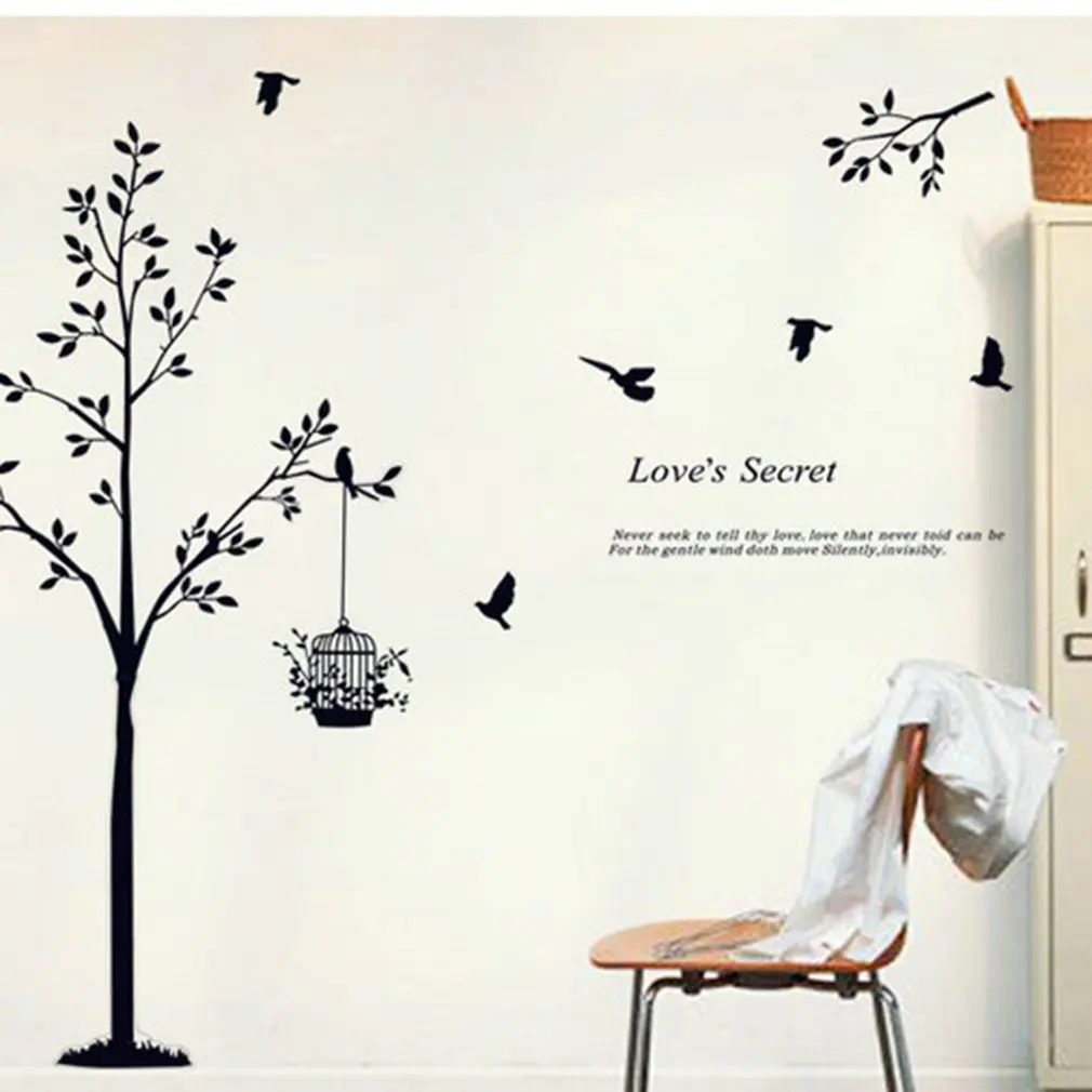 

Living Room Removable Bird Cage Tree Wall Sticker Removable Glue Boutique Wall Decoration Home Decoration