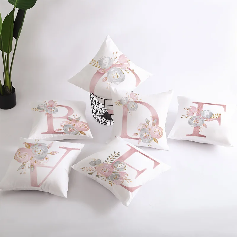

Pink Letter Peach Skin 45x45 Cushion Cover Pillowcase Pillowcase Sofa Pillowcase Cushion Cover Decoration Throw Pillow Covers