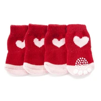 4pcs dog socks small pet dog shoes lovely soft warm knitted socks clothes apparels for dogs cats christmas dog clothes winter