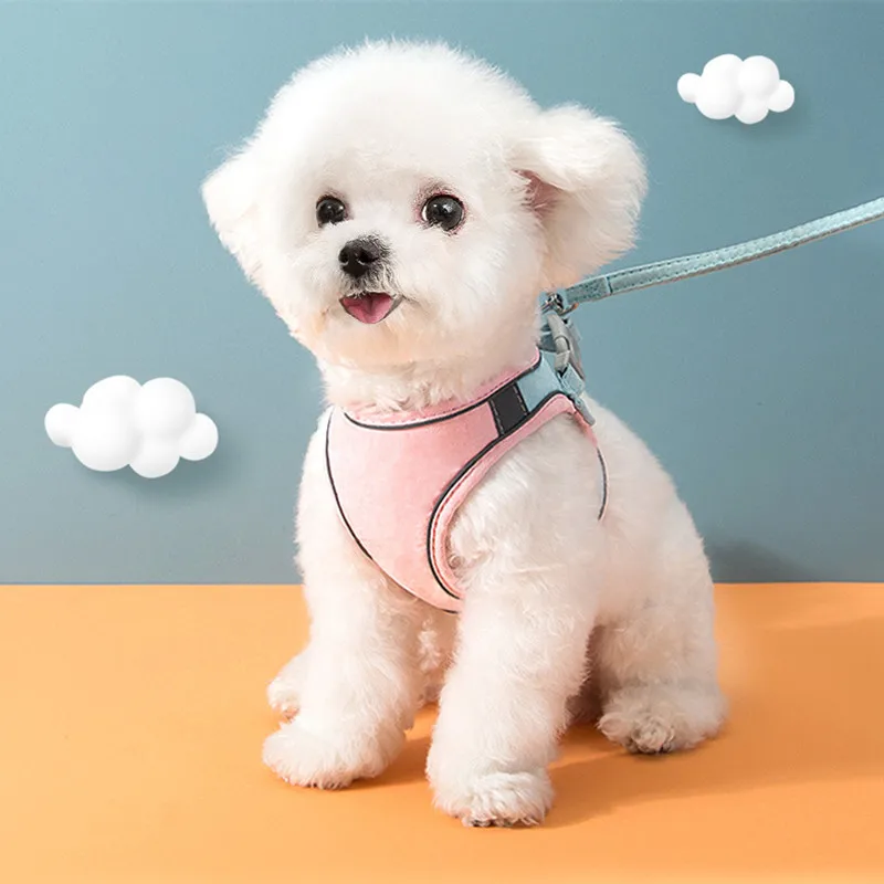 

2021 Dog Cat Vest Leash Set Harness Leads Small Medium Pet Collar Puppy Kitten French Bulldog Outdoor Traction Ropes Supplies
