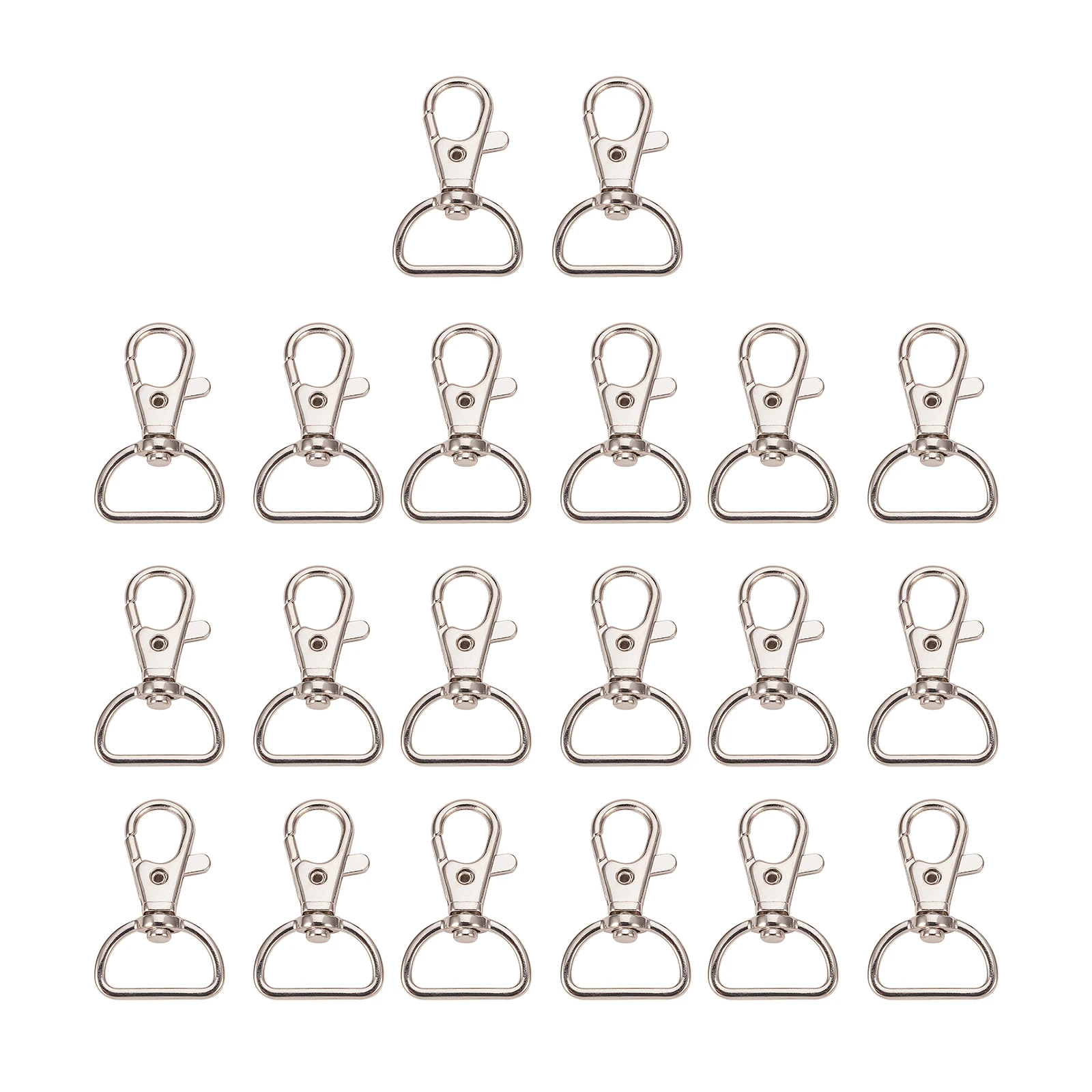20pcs/Lot Silver Metal Key Chain Ring Swivel Lobster Clasp Clips Hooks Keychain Split DIY Craft Bag | Дом и сад