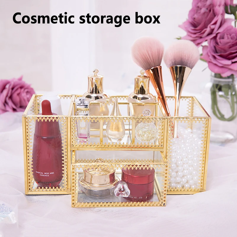 

Large Capacity Makeup Brush Case Transparent Cosmetics Makeup Organizer With Drawer Case Drawer Accessory 23x10x10cm LBE