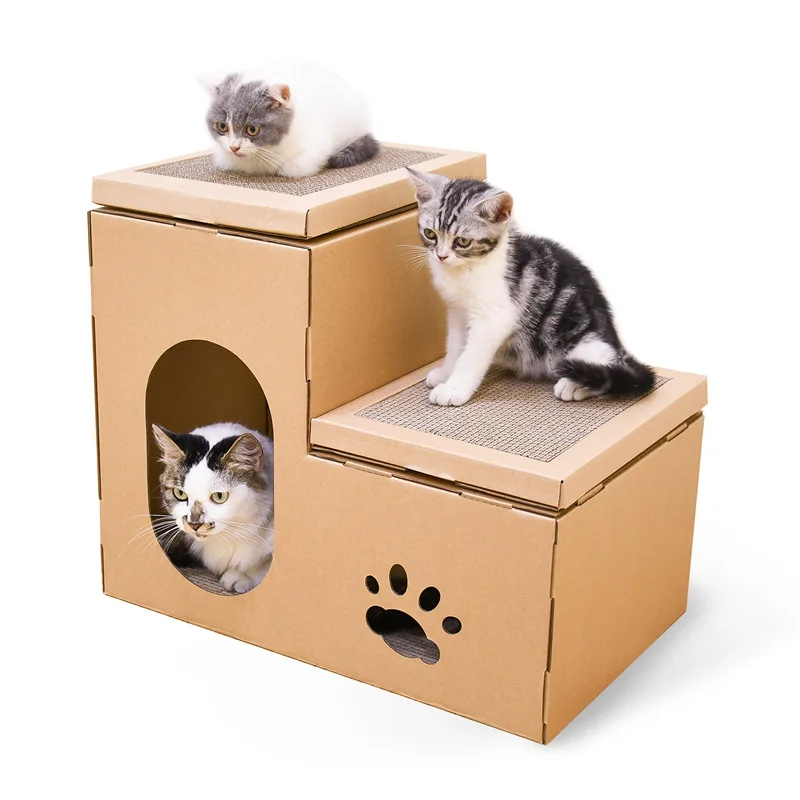 

Pet cat supplies corrugated cat house double house cat scratch board cat claw toy cat nest