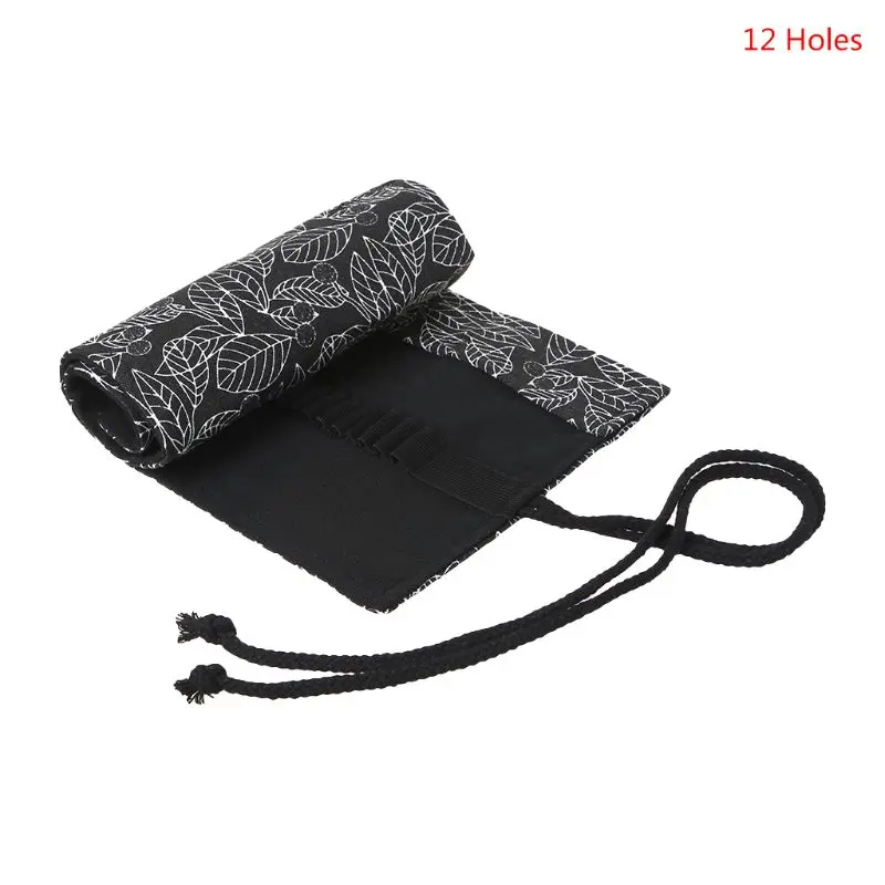 Beautiful Leaf School Pencil Case Roller 12/24/36/48/72 Holes Canvas Roll Up Makeup Pen Bag For Girls Boys Stationery | Канцтовары для