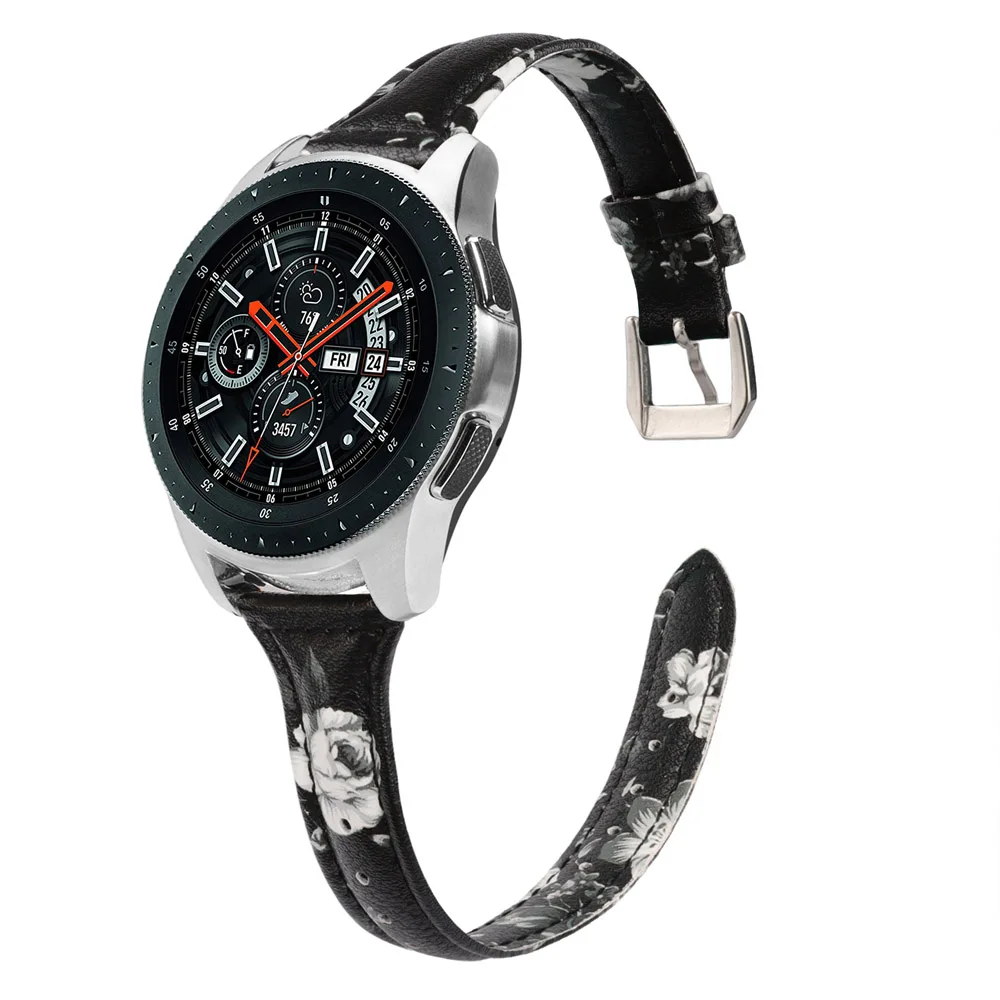 BkWhite Модный кожаный ремешок для samsung Galaxy Watch 42 мм 46 мм ремешок из натуральной кожи сменный ремешок для Galaxy Watch Active2 - Цвет ремешка: BkWhite
