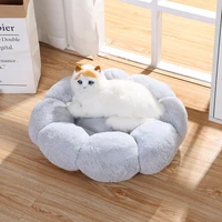 flower shaped cat bed winter plush kennel soft cat blanket carpet pet warm sleeping house pad indoor cushion for small large dog