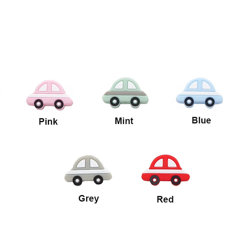 Chenkai-Cuentas de silicona para coche de beb&eacute;, cuidado bucal colorido para reci&eacute;n nacido, mordedor colgante, regalo de ducha, 10 Uds.-4