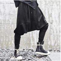 mens pants spring and autumn style low crotch cross casual pants men loose small foot pants hip hop yamamoto style dance