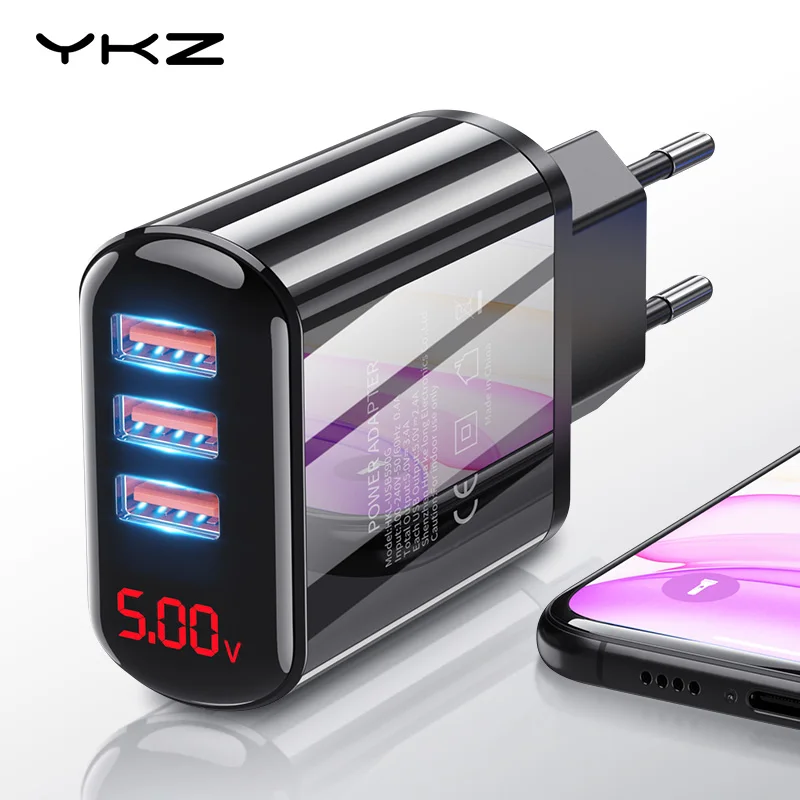 YKZ LED USB зарядное устройство 3.4A Быстрая зарядка ЕС настенный адаптер для iPhone Samsung