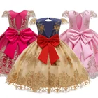 Платья с цветочным рисунком для девочек, платья с кружевной вышивкой радужной расцветки для маленьких девочек, свадебные вечерние платья, детская одежда