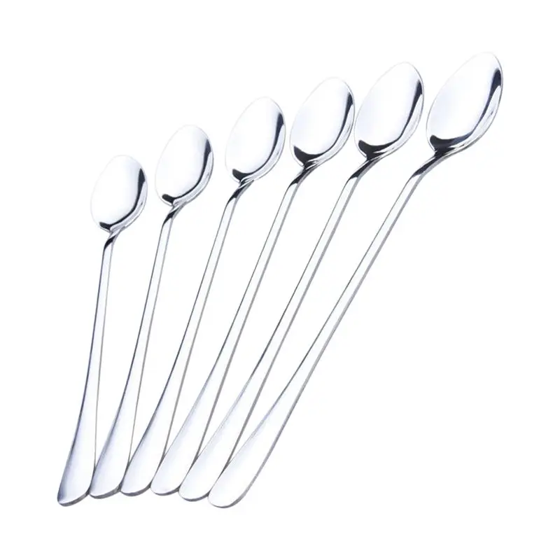 

6pcs Long Handle Stainless Steel Tea Coffee Spoons Ice Cream Cutlery