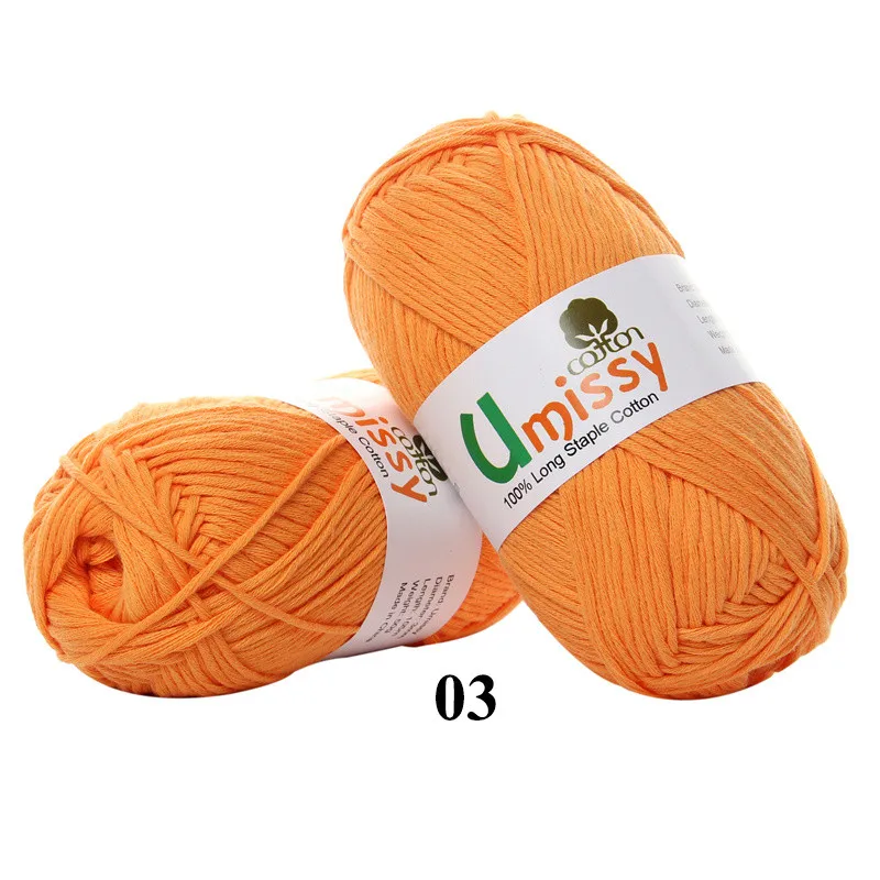 03 Orange 1pc Хлопчатобумажная пряжа для вязания, чесаная толстая пряжа для вязания, Органический Детский свитер, кукла, 50 г - Цвет: 03 Orange 1pc