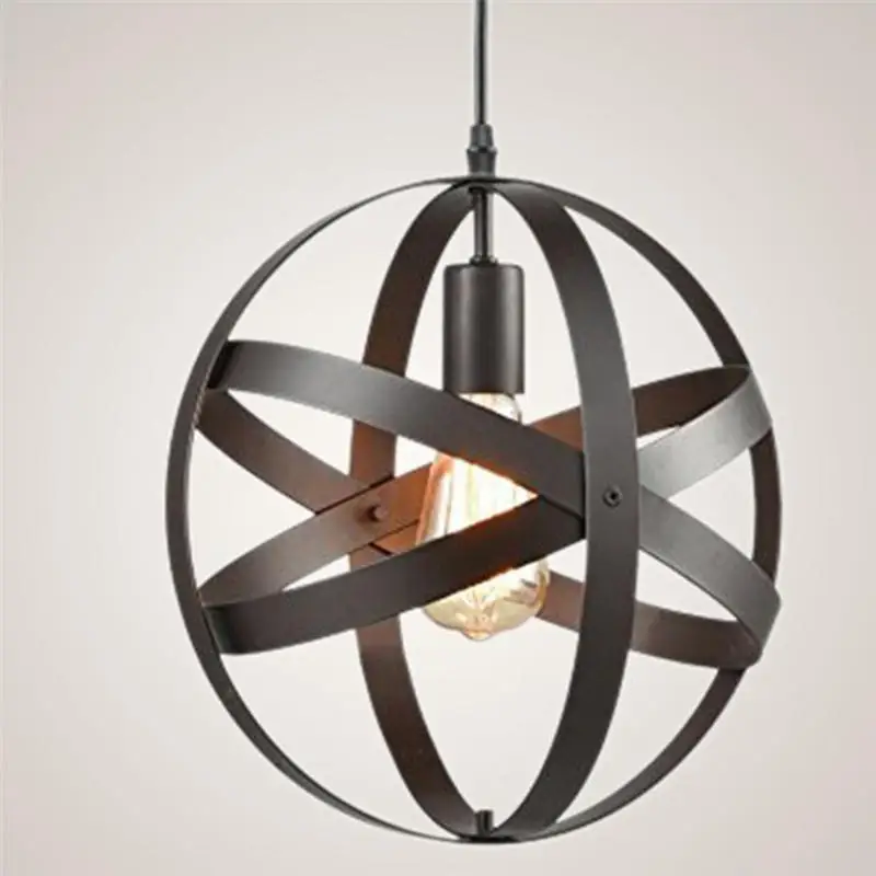 Iron Round Globe Hanging Lamp Retro Industrial Style Pendant Light For Bedroom Living Room Bar (20cm/30cm) | Лампы и освещение