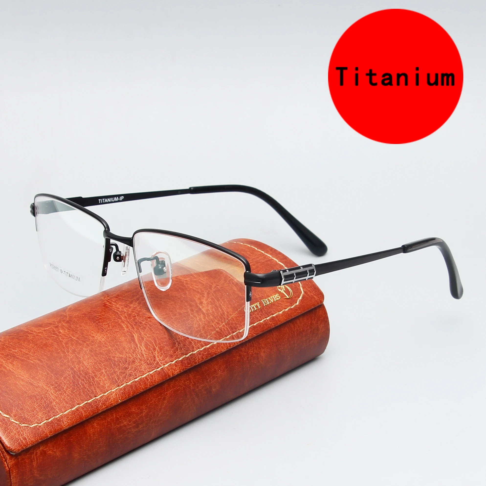 

Business Men's Ultra Light Pure Titanium Full Frame Glasses Frame Fat Big Face Fashion Thin Leg Prescription Glasses Big Face