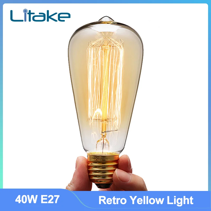 

Лампа с вольфрамовым проводом в стиле ретро, 40 Вт, E27, 220-240 В, 2300 лм