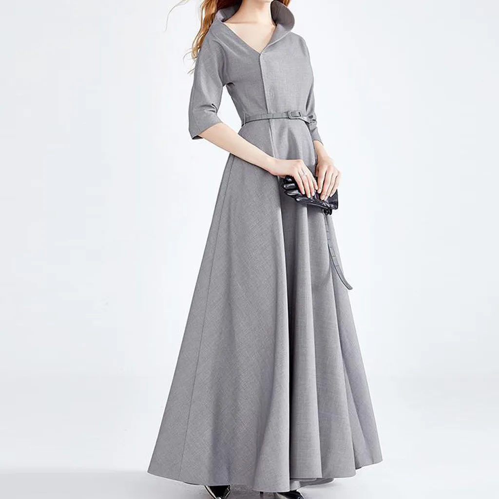 Женское платье винтажные элегантные платья однотонные с рукавом три четверти