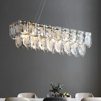 led luxury crystal chandelier lighting restaurant bar feather luminaire creative hotel lobby rectangular modern hanging lights