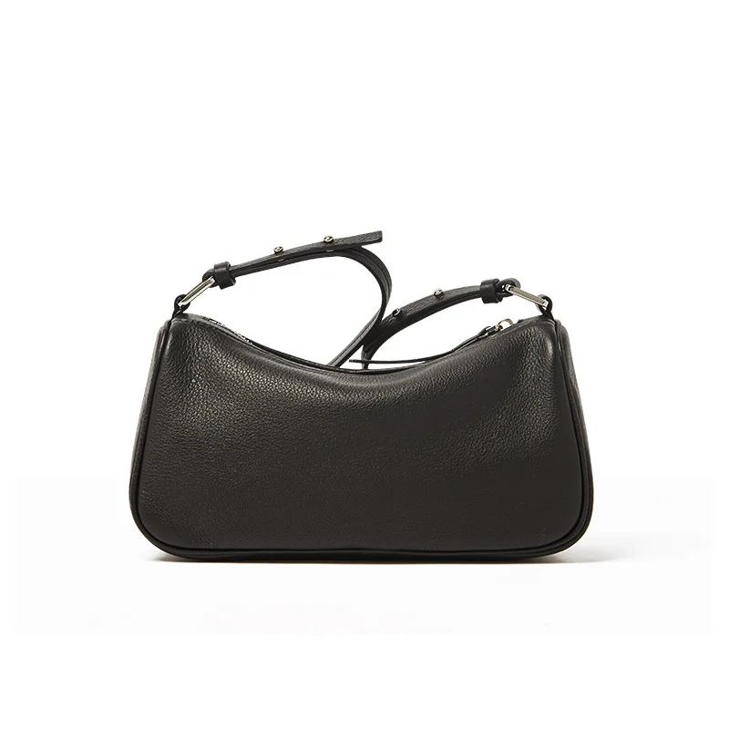

New leather bag for women in winter of 2020, color contrast pillow bag, one shoulder crossbar, French stick bag and litchi