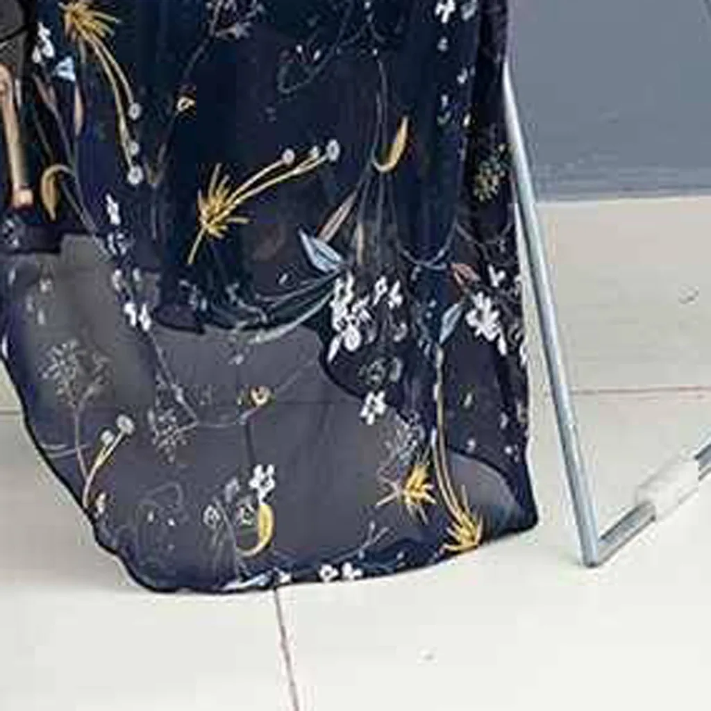 Женское платье с V образным вырезом летнее коротким рукавом и богемным принтом