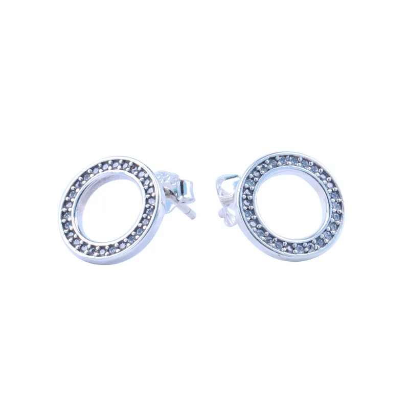 

S925 Sterling Silver Eternal Hollow Round Earrings For Women Authentic Original Jewelry Gift