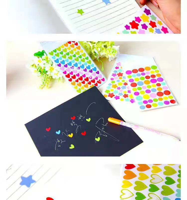 

6PCS/Set Children DIY Sticker Diary Planner Colorful Rainbow Heart Star Decoration Journal Scrapbook Albums Photo Toys for Kids