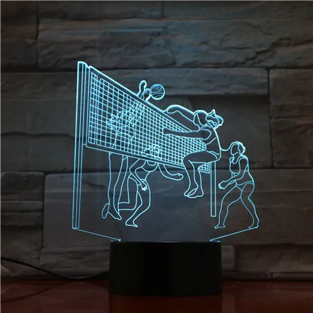 3D лампы спортивный волейбол 7 цветов с пультом дистанционного управления Батарея