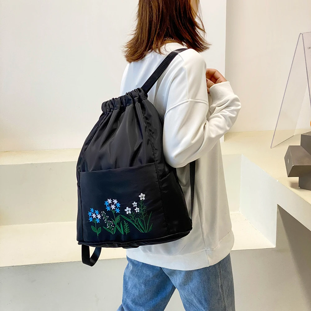 Рюкзак для фитнеса из ткани Оксфорд дорожная сумка с цветочной вышивкой складной