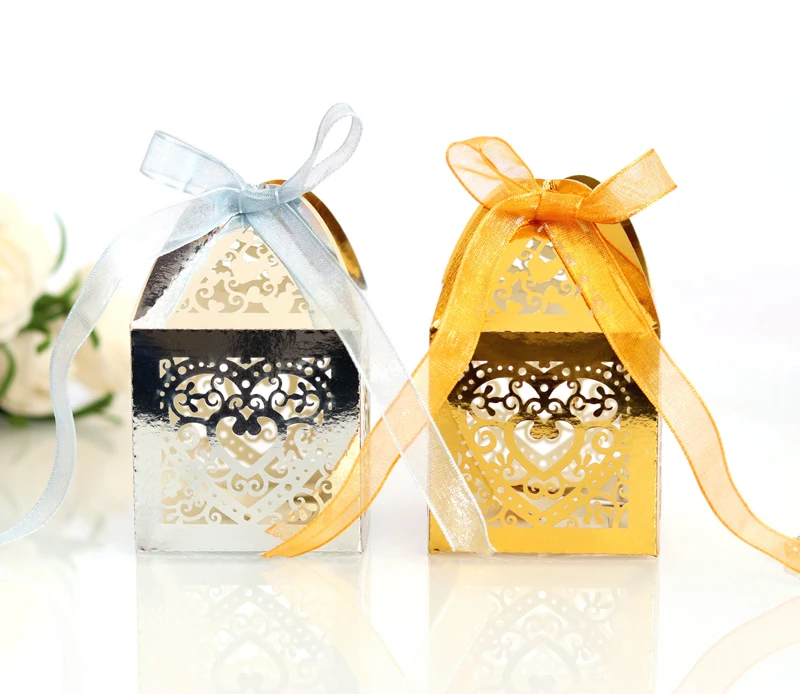 50 шт. лазерная резка в форме сердца коробка конфет свадебный подарок для гостей