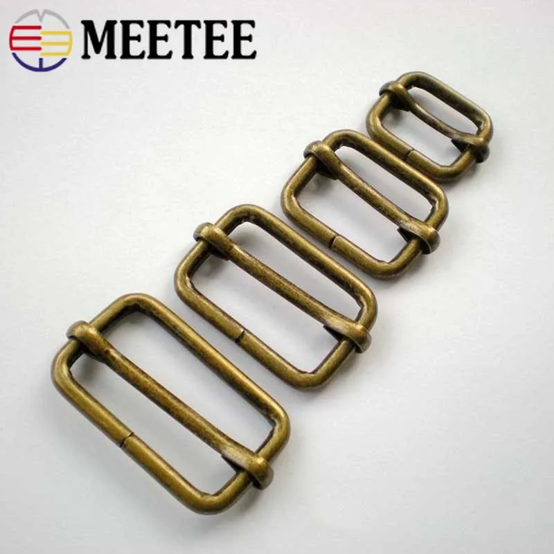 Meetee 5 шт. латунь ползунки Tri скользит пряжки ремня ID20/25/32/38 мм BF208 сумка