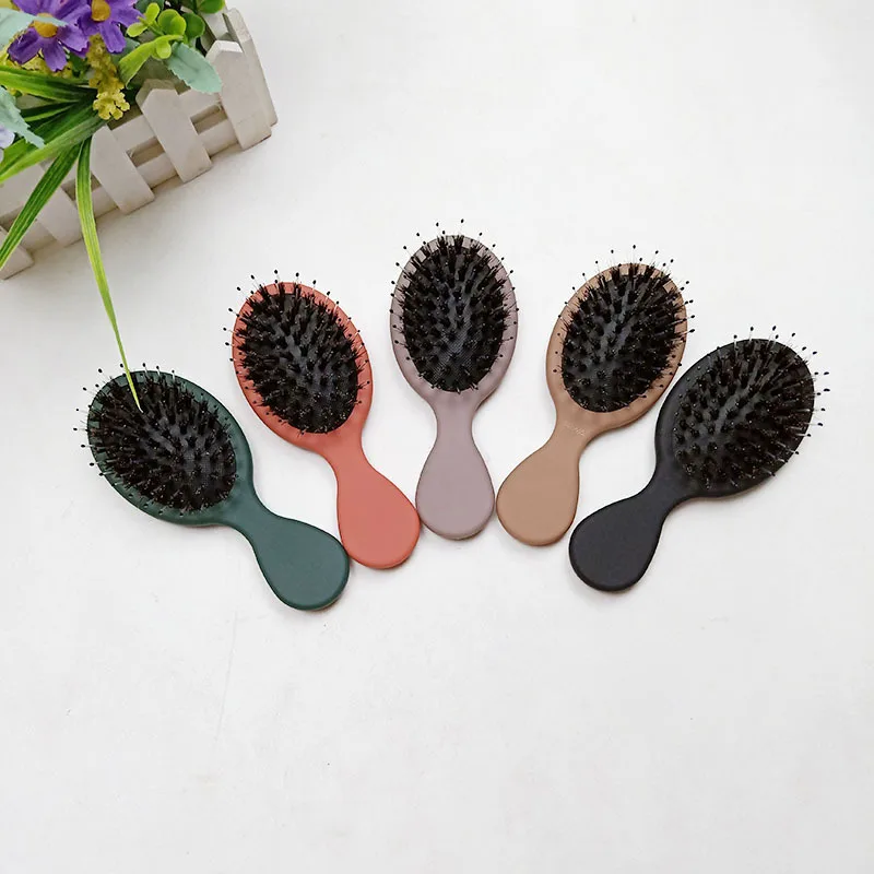 

New 1pc Bristle Hair Brush 5-color Anti-static Non-slip Handle Hair Comb Head Scalp Massager Portable Pocket Hair Accessories