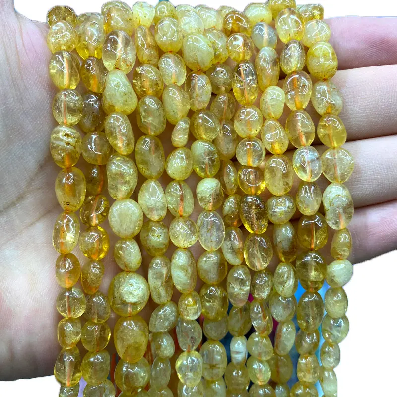 

YWROLE Natural Old Mine Citrines Yellow Irregular Spacer Beads For Jewelry Making DIY Bracelet Necklace Charms 8-10MM 15''