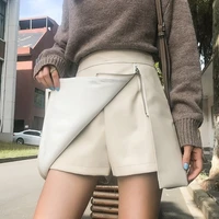 2021 autumn new leather skirt slimming skort fashion line skirt womens autumn and winter leather skirt spring and autumn