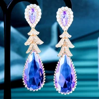 godki new %d1%81%d0%b5%d1%80%d1%8c%d0%b3%d0%b8 gorgeous shiny long cz drop earrings full cubic zirconia for women wedding trendy earrings bijoux high quality