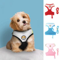 adjustable cat dog chest strip harness and leash vest walking leash for small medium dog cat collar mesh pet outdoor supplies