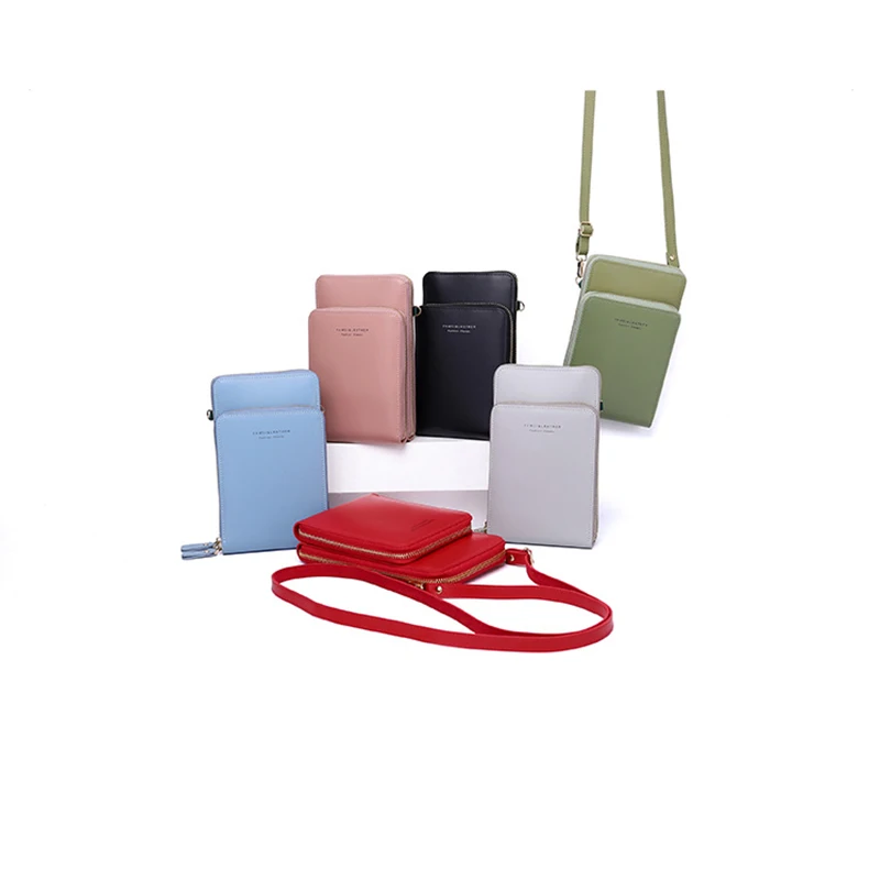 

2020 new women's vertical versatile PU leather solid Single Shoulder Messenger Bag mobile phone bag leisure bag