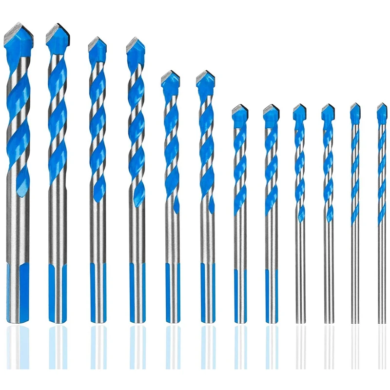 

12 Pcs Masonry Drill Bits Set m to 12mm Carbide Twist Tips for WALL, BRICK, CEMENT, CONCRETE, GLASS, WOOD) Have Industrial Str