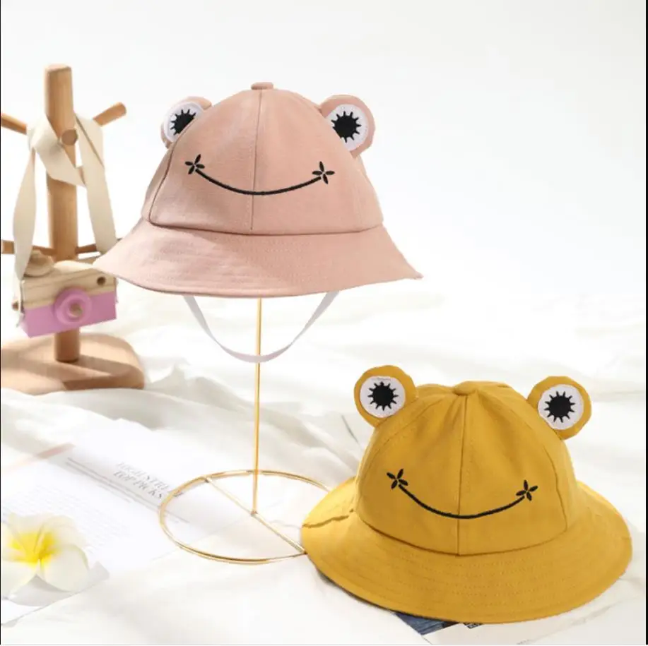 

Шляпа от солнца летняя, 6 цветов, тонкая, с вышивкой в виде лягушки, смайлика