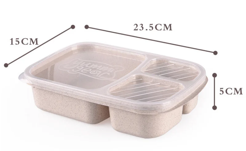 900 мл здоровый Материал Коробки для обедов 3 Слои пшеничной соломы Bento Коробки микроволновая посуда Еда контейнер для хранения Коробки для обедов