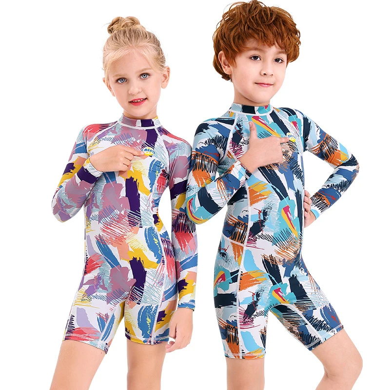 

Wetsuits Kids Children Youth Shorty Short Sleeve One Piece Surfing Swimming Diving Swimsuits Keep Warm Back Zip Boy Girls