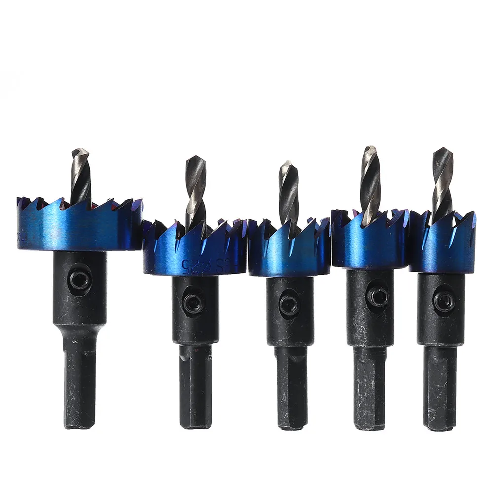 5Pcs 16-30mm HSS Blue Na no Coating Tooth Hole Saw Cutter Drill Bit Set for Metal Sheet Woodworking Tool | Инструменты